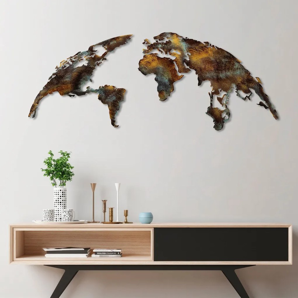 World Map Medium - 3 fém világtérkép faldekoráció