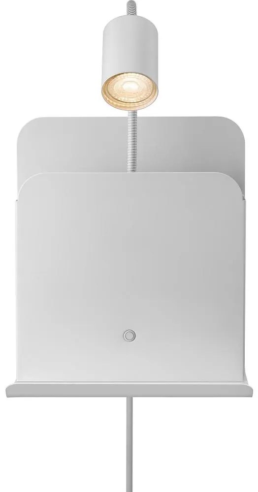 Nordlux ROOMI fali lámpa polccal, USB, 1xGU10/8W/230V, fehér