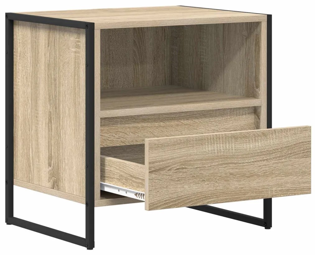 vidaXL Éjjeli asztal fiókkal Sonoma 50 x 39,5 x 50 cm Faanyag