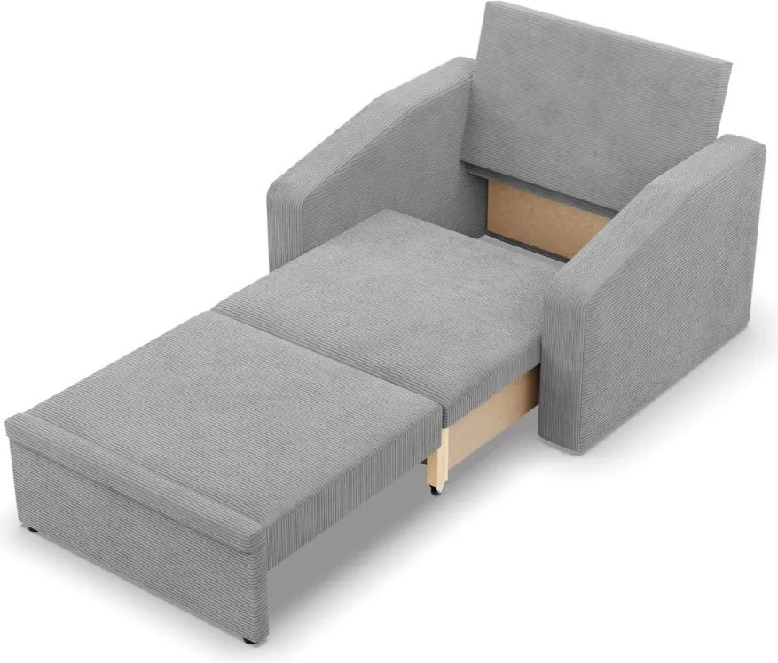 Vertico fekvőfotel, 80 cm széles, kordbársony, szürke