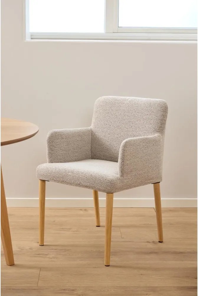 Bézs kárpitozott karfás étkezőfotel Zoe – Actona