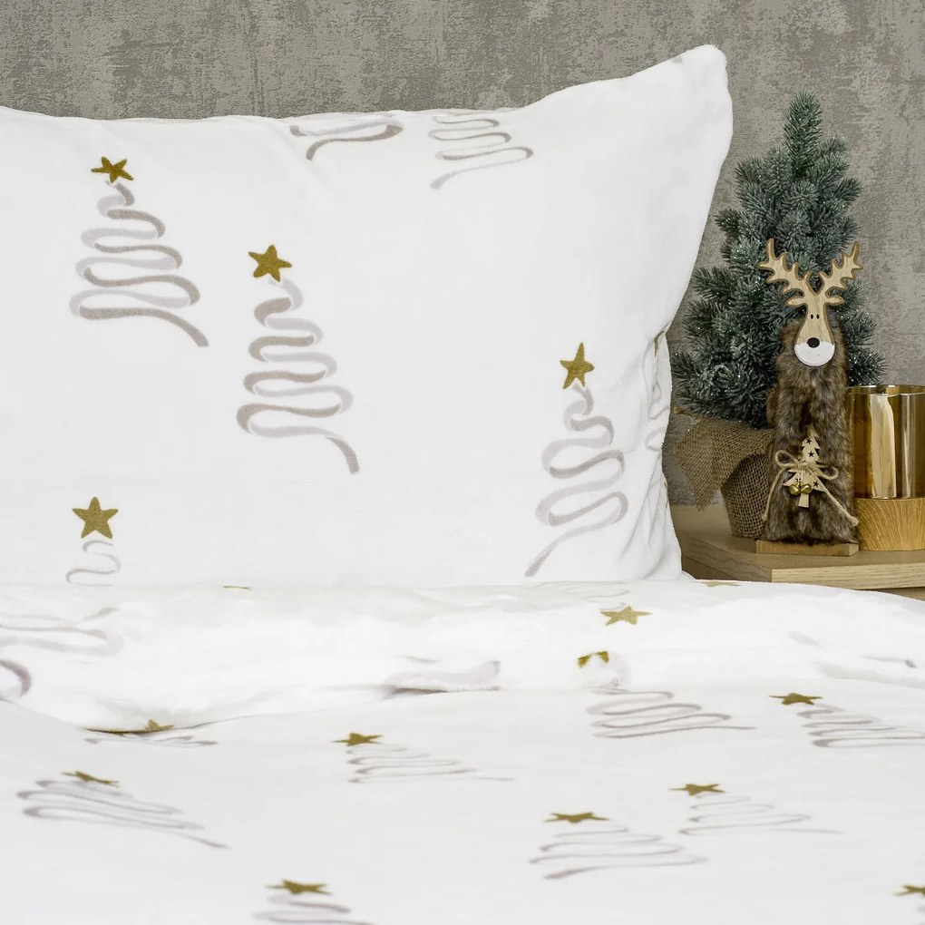 4Home Christmas treemikroflanel ágyneműhuzat, 140 x 200 cm, 70 x 90 cm, 140 x 200 cm, 70 x 90 cm