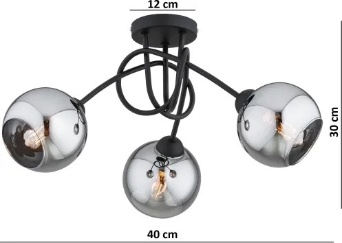 Brilagi - Felületre szerelhető csillár DIOR 3xE27/60W/230V fekete/füstszürke