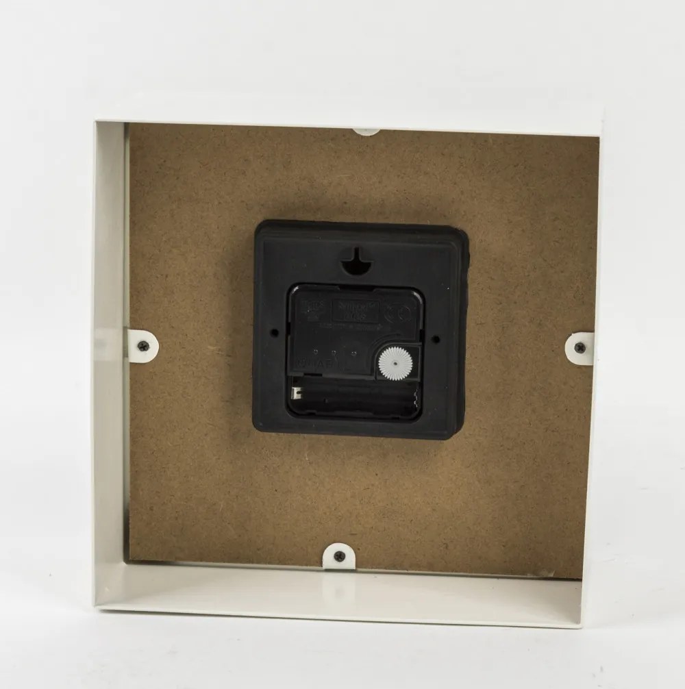 Vintage Port London szögletes kopottas fehér kvarc falióra római számokkal 20x20x10cm