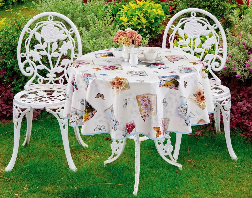 Abrosz Cerata Nem Szőtt Virágok Pillangók Kerek Vastag Kör 120 cm