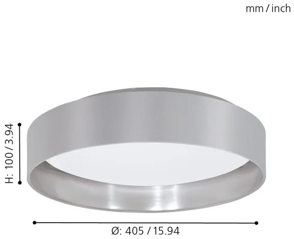 Eglo 31623 - LED mennyezeti lámpa MASERLO, 16 W, 230 V, átmérő 40,5 cm, szürke/ezüst