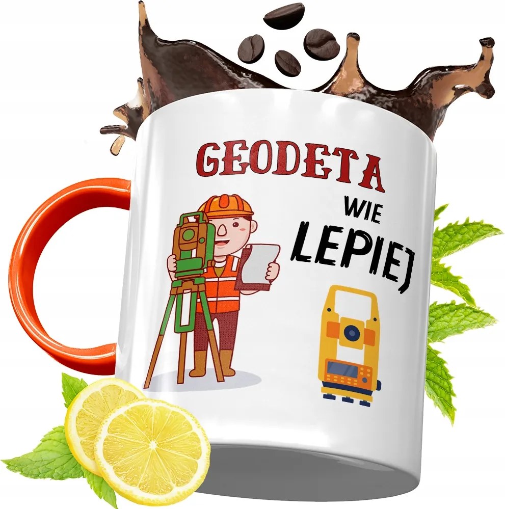 Narancssárga Bögre Földmérőnek Ajándék fényképes nyomtatással