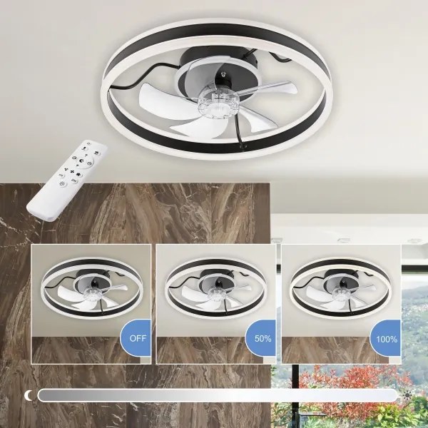 LED mennyezeti lámpa ventilátorral APOLLO LED/38W/230V fekete + DO