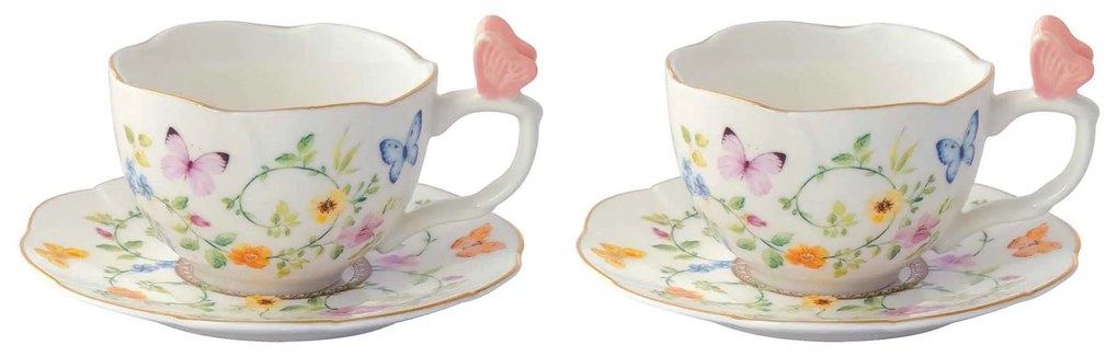 Pillangós porcelán eszpresszó kávés csésze 2 személyes díszdobozban Dancing Butterflies
