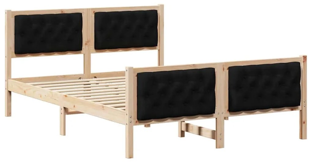 Ágykeret fejtámlával Fekete 140 x 190 cm Tömör fenyőfa