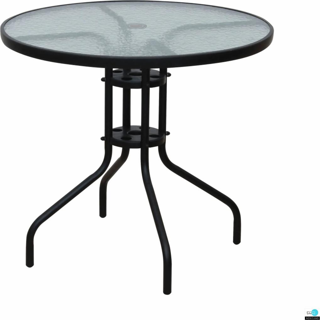 Étkezőasztal, fekete acél/edzett üveg, BORGEN TYP 2