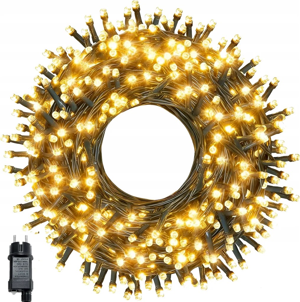 Karácsonyfa Fényfüzér 600 Led Kültéri Fehér Meleg Flash