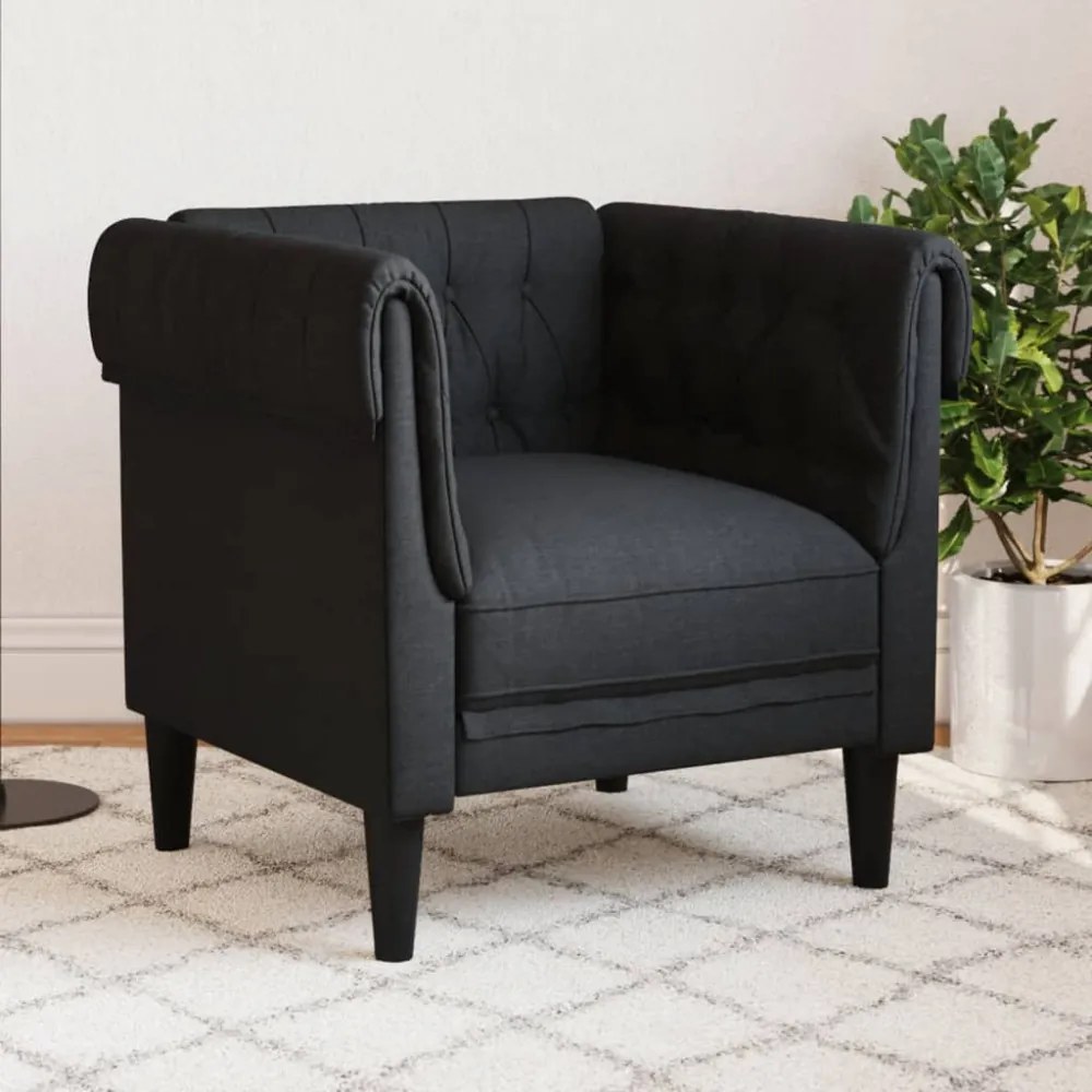 fekete szövet Chesterfield kanapé