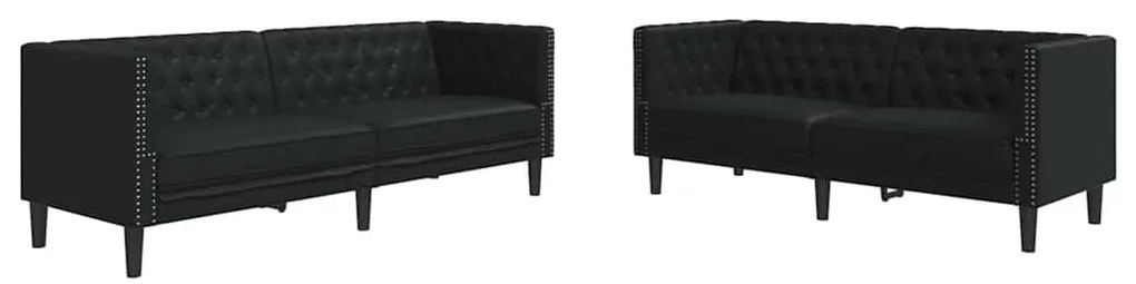 Kanapé Szett 2 pcs Fekete 194 x 74.5 x 70.5 cm Műbőr