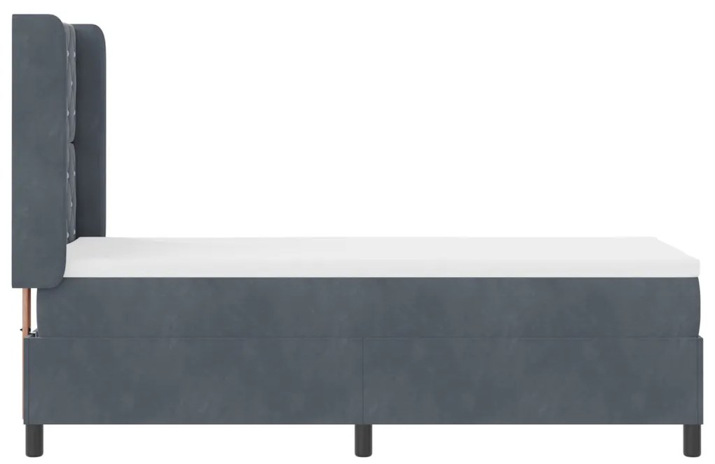 Boxspring Ágy Matraccal Sötétszürke 80x200 cm Bársonyos