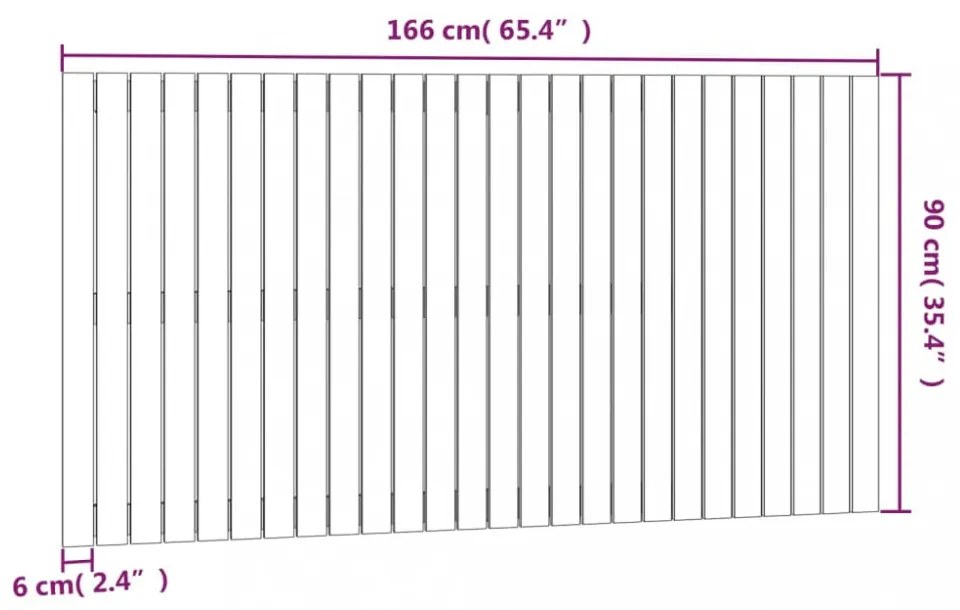 fekete tömör fenyőfa fali fejtámla 166x3x90 cm