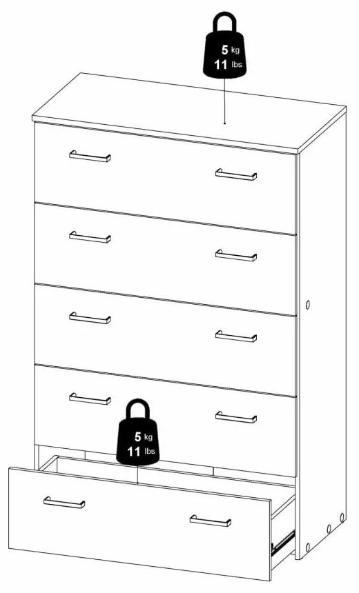Fehér magas komód 74x115 cm Space – Tvilum