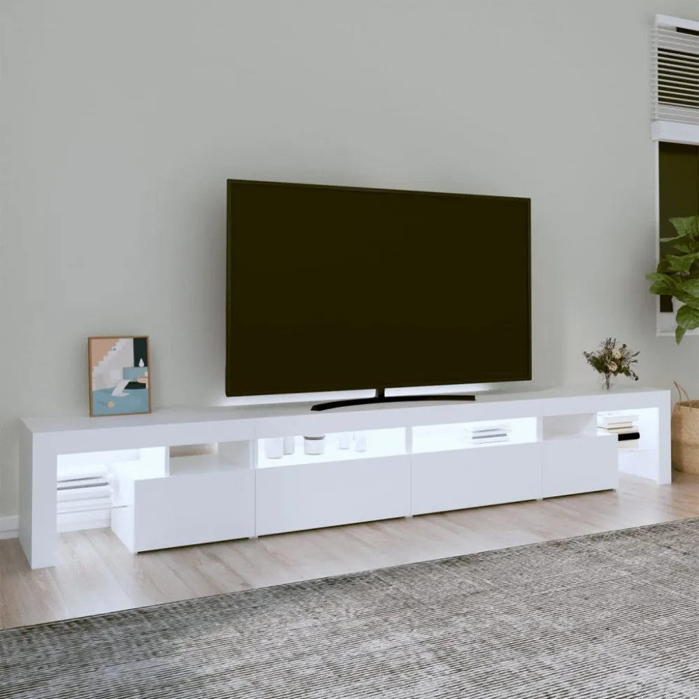 fehér TV-szekrény LED-lámpákkal 260x36,5x40 cm