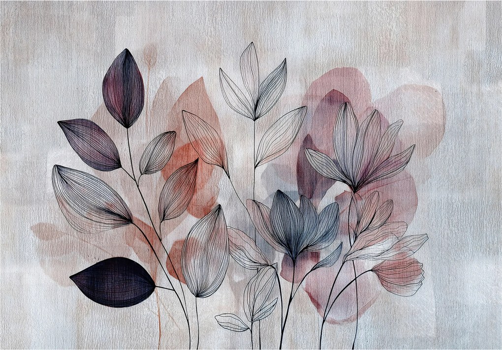 Vinil Fotótapéta Flizelin Levelek Beton Absztrakt 254x184