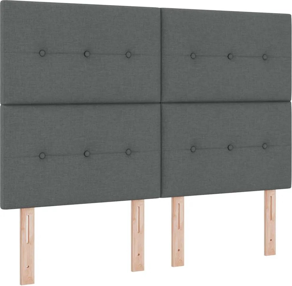 vidaXL Boxrugós ágy matracmal leddel Sötétszürke 140 x 200 cm szövet
