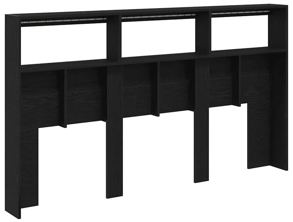 fekete tölgy színű áthidalószekrény LED-ekkel 180 x 17 x 102 cm