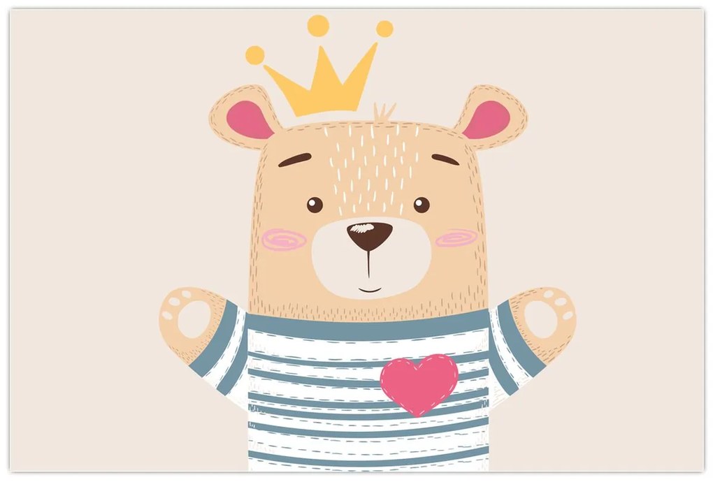 Kép - Teddy maci koronával (90x60 cm)