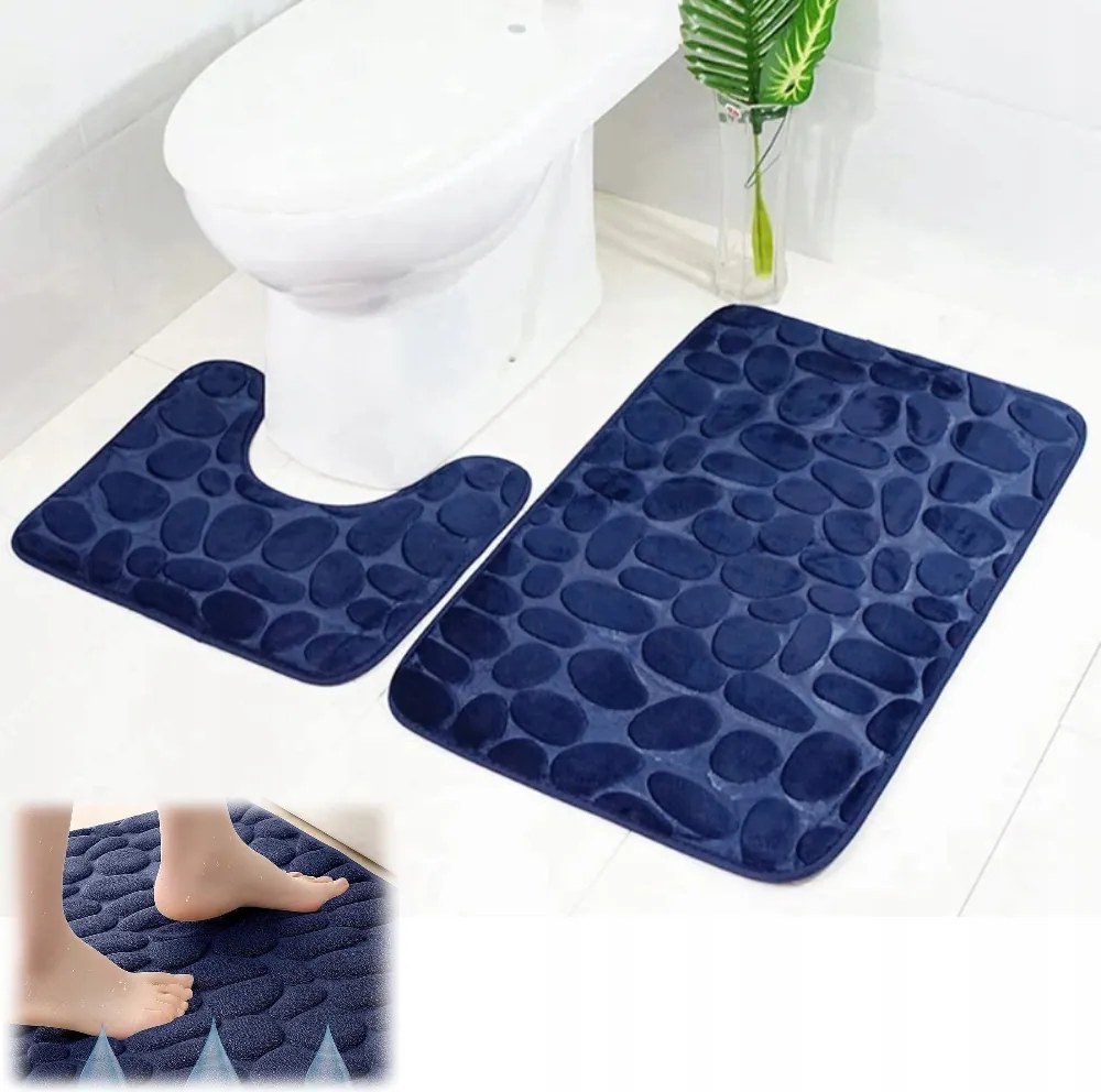 2X Fürdőszobai Csúszásgátló Szőnyeg Mosható Plüss Kivágás