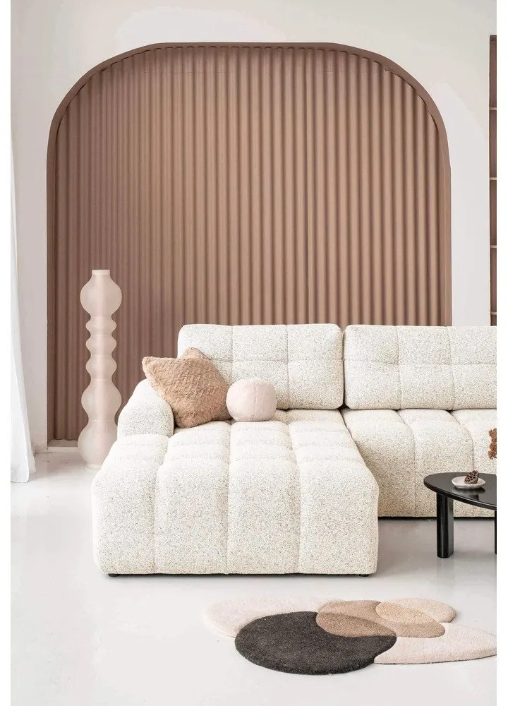 Krémszínű kinyitható tárolóhelyes moduláris sarokkanapé (bal oldali) Lulu – Miuform