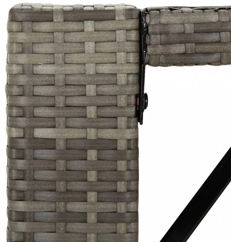 szürke polyrattan üveglapos kerti asztal 145 x 80 x 110 cm