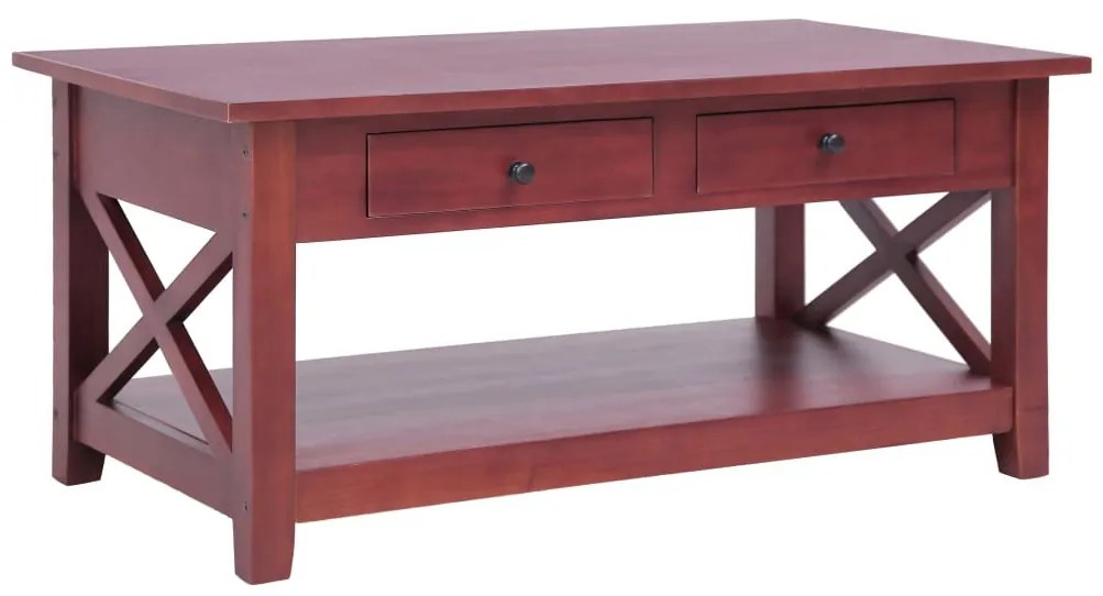 Barna tömör mahagóni dohányzóasztal 100 x 55 x 46 cm
