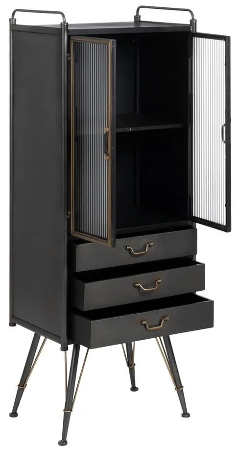 Fekete fém tálalószekrény 58x150 cm Brick – Ixia