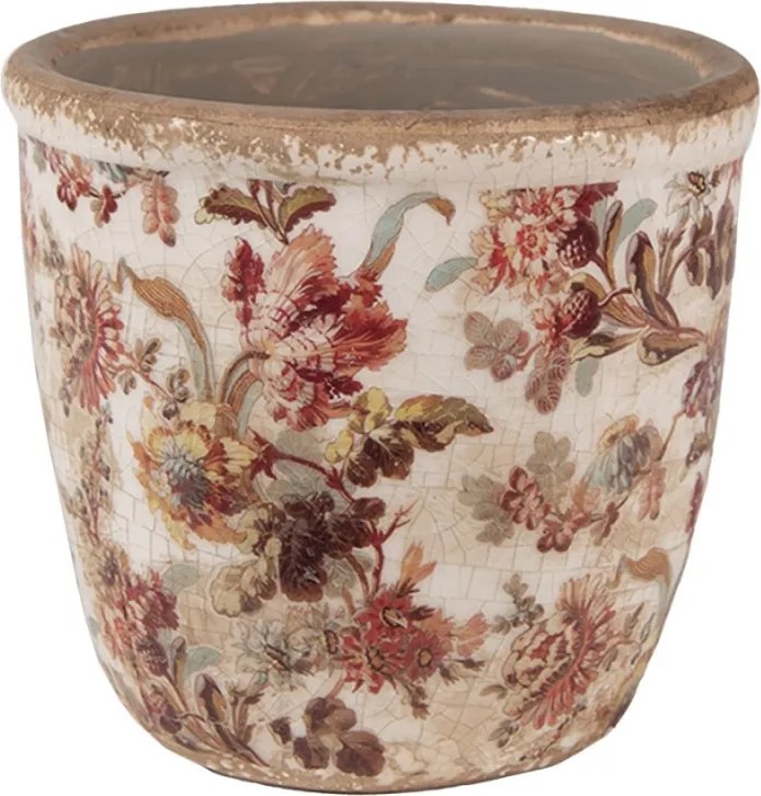 Marcheline bézs kerámia virágtartó fedél színes virágokkal 11x11
