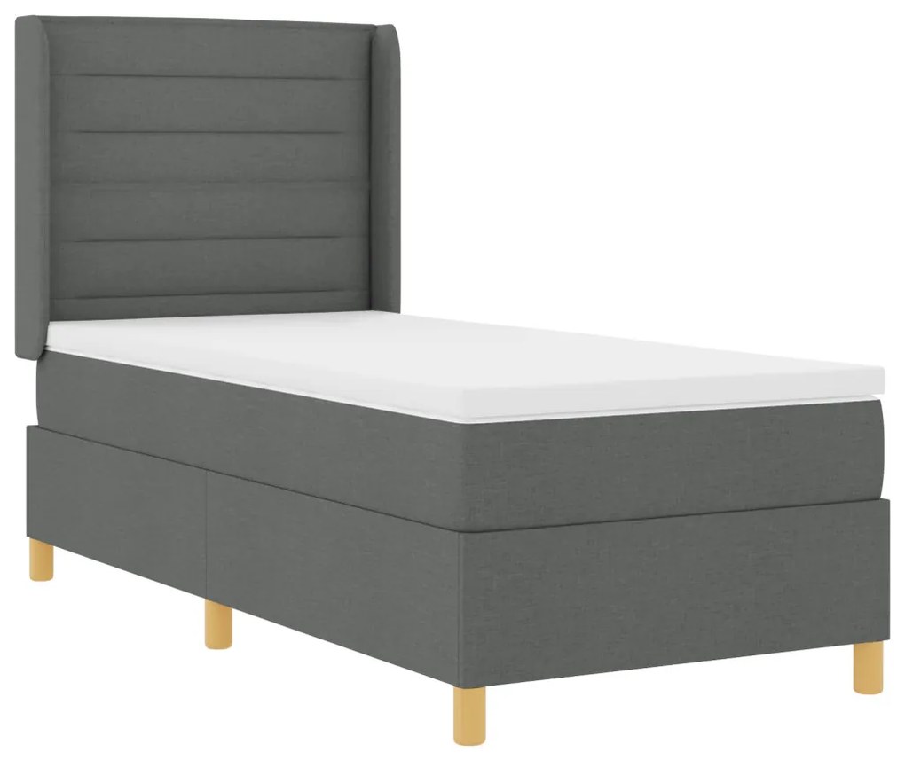 Boxspring Ágy Matrac és LED sötétszürke 90x200 cm Szövet