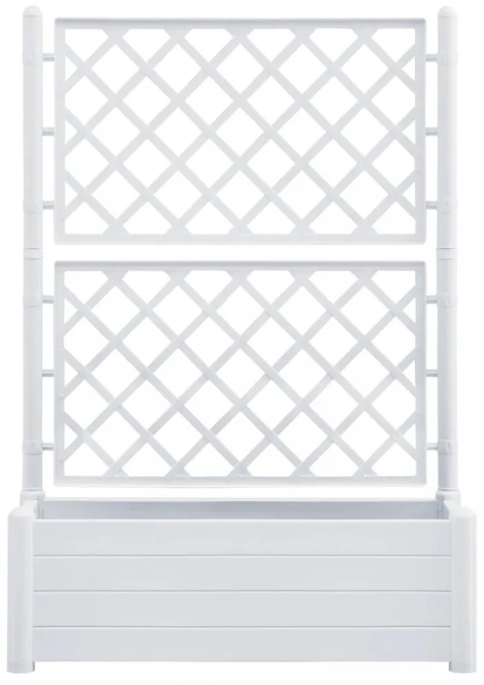 fehér polipropilén rácsos kerti ültető 100 x 43 x 142 cm