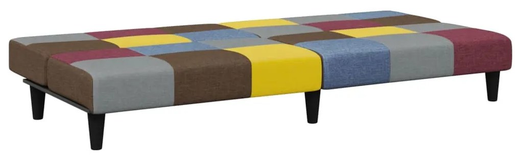 vidaXL 2 személyes szövet kanapéágy lábtartóval patchwork