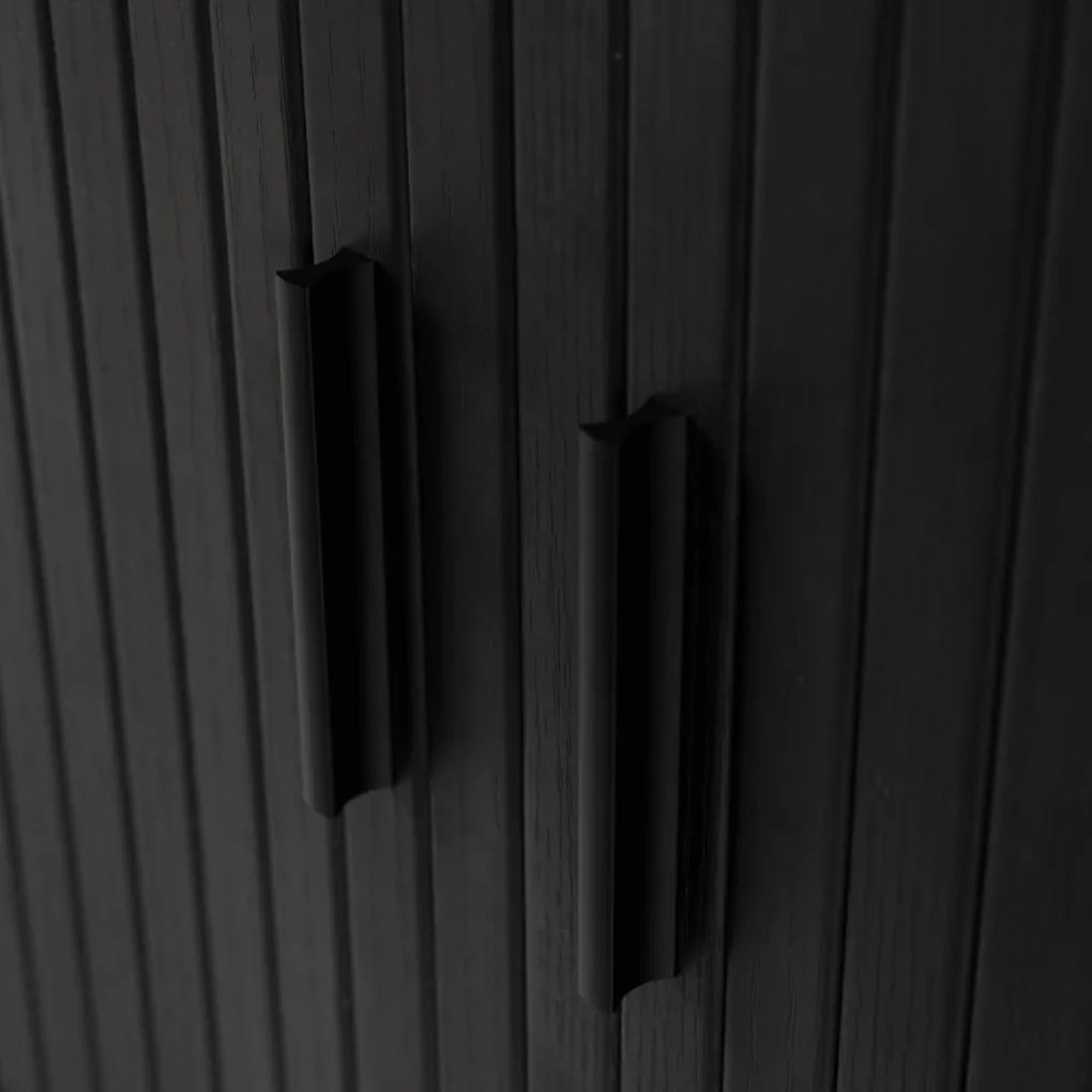 TRISH komód 140 cm, kétajtós, tolóajtós, fekete