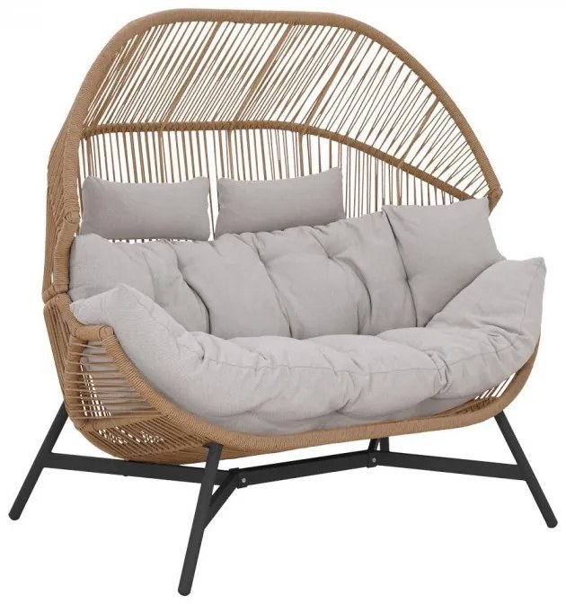 HOLAND rattan dupla kosárfotel bézs