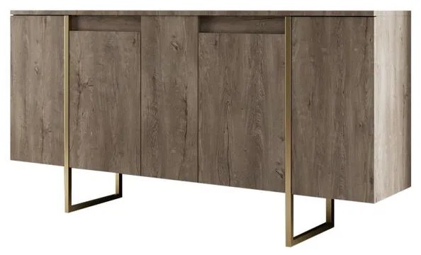 Konzolasztal Luxe - Walnut, Gold