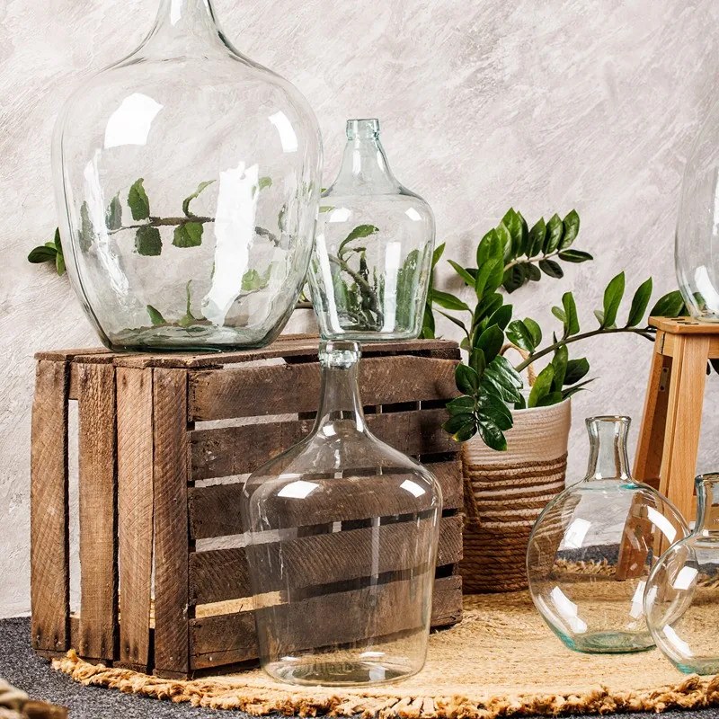 Üveg demizson, váza, dekorációs kiegészítő, 10 literes