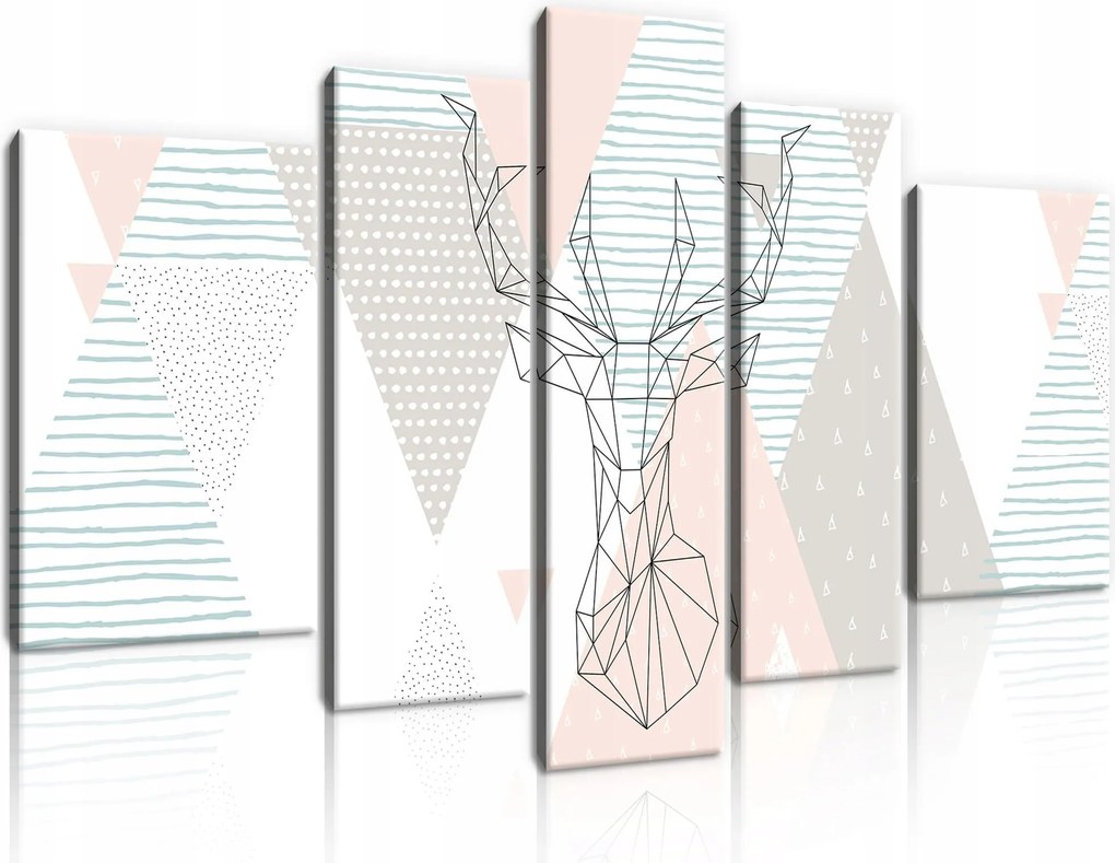 Vászonkép 170x100 moduláris absztrakt szarvas geometria minimalizmus pasztell