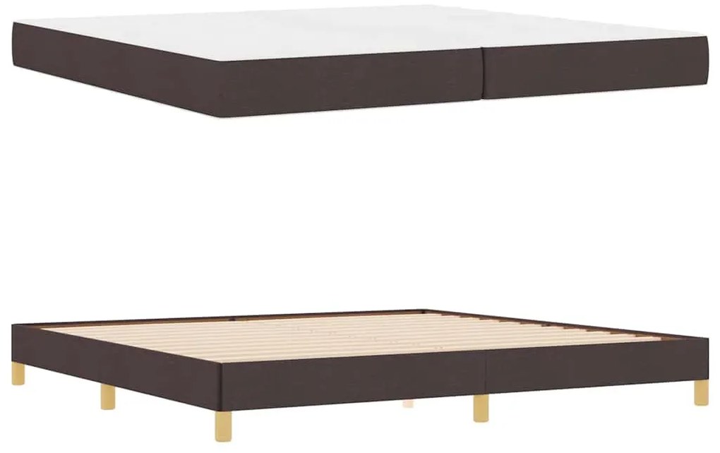 Boxrugós ágy Barna 200 x 200 cm Textil és mérnöki fa