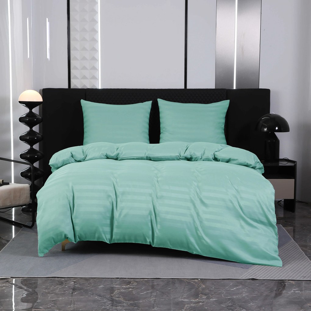 Hotel ágynemű mikroszálas JASMINE mentol - 2 cm-es csík, hotelszélű kialakítás Ágyneműhuzat mérete: 70 x 90 cm | 140 x 220 cm