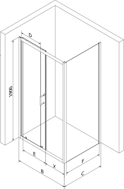 Mexen Apia 100 x 80 cm-es tolóajtós zuhanykabin, fehér csíkok, króm + Rio zuhanytálca - 840-100-080-01-20-4510
