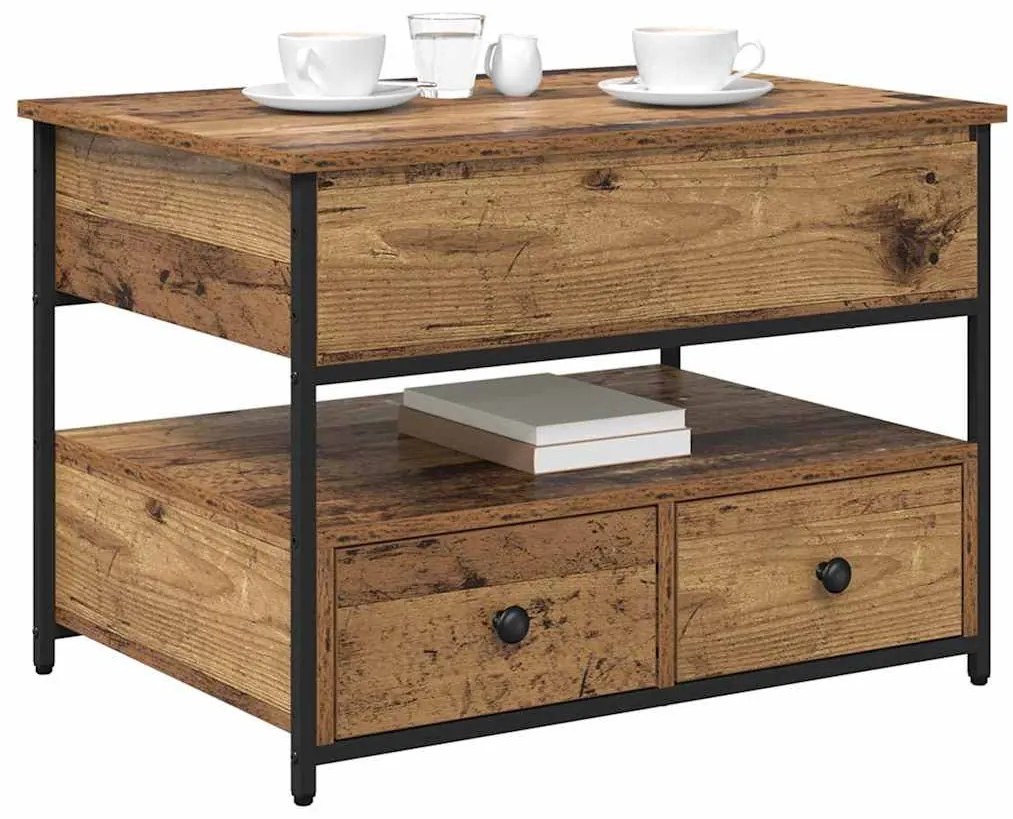 Dohányzóasztal fiókkal Régi fa 70x50x50cm Faanyag