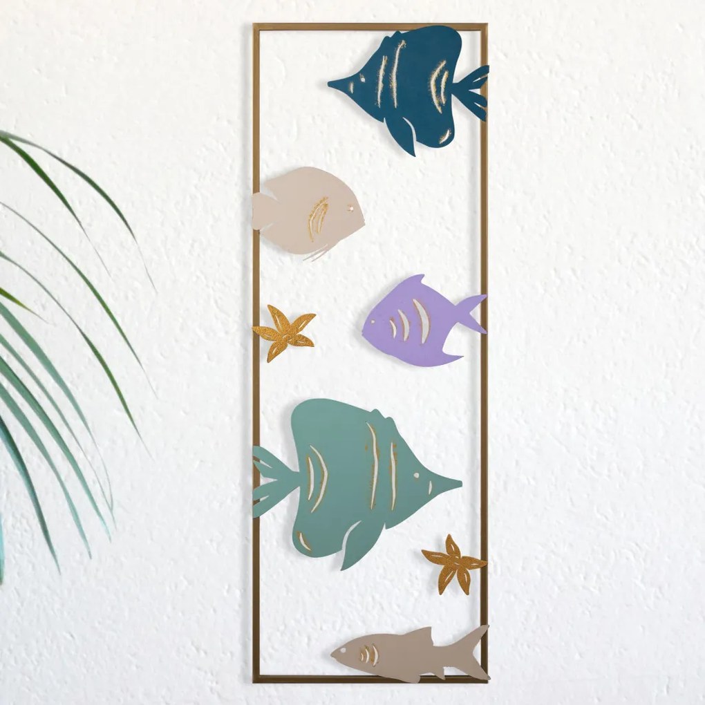 Aquarium fém fali dekoráció, 32×5 cm
