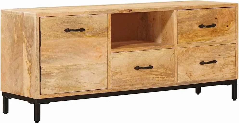 vidaXL Tévéállványok fiókkal Barna 110 x 30 x 46 cm Tömör Mangófát