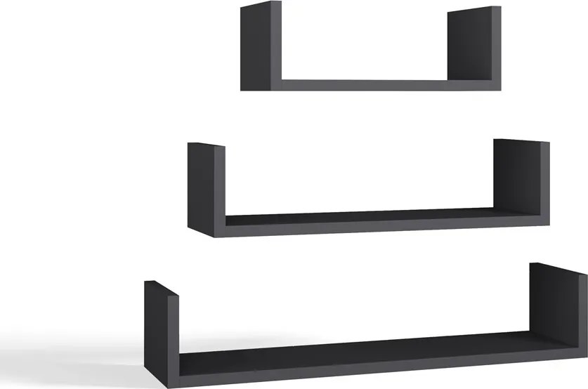 MOBI 3P fali polcok 80/60/40x20x14 cm, antracit (3 részes)
