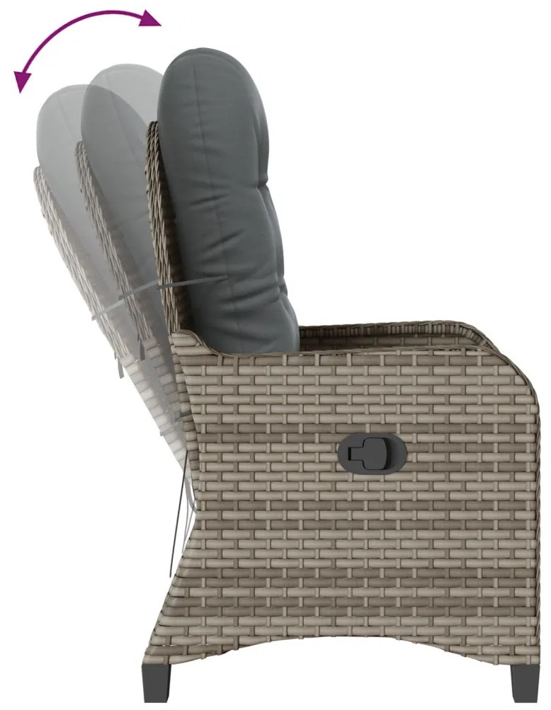 Fotel párnával Szürke Poly Rattan