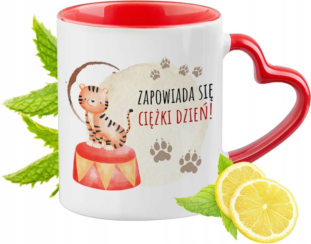 Tigris Bögre Piros Szív Alakú Füllel Ajándék