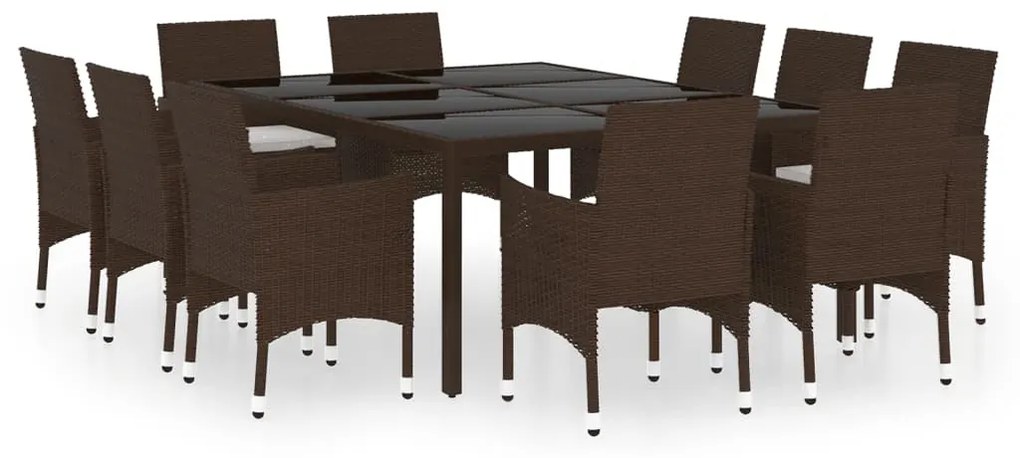 11 részes barna polyrattan kültéri étkezőgarnitúra